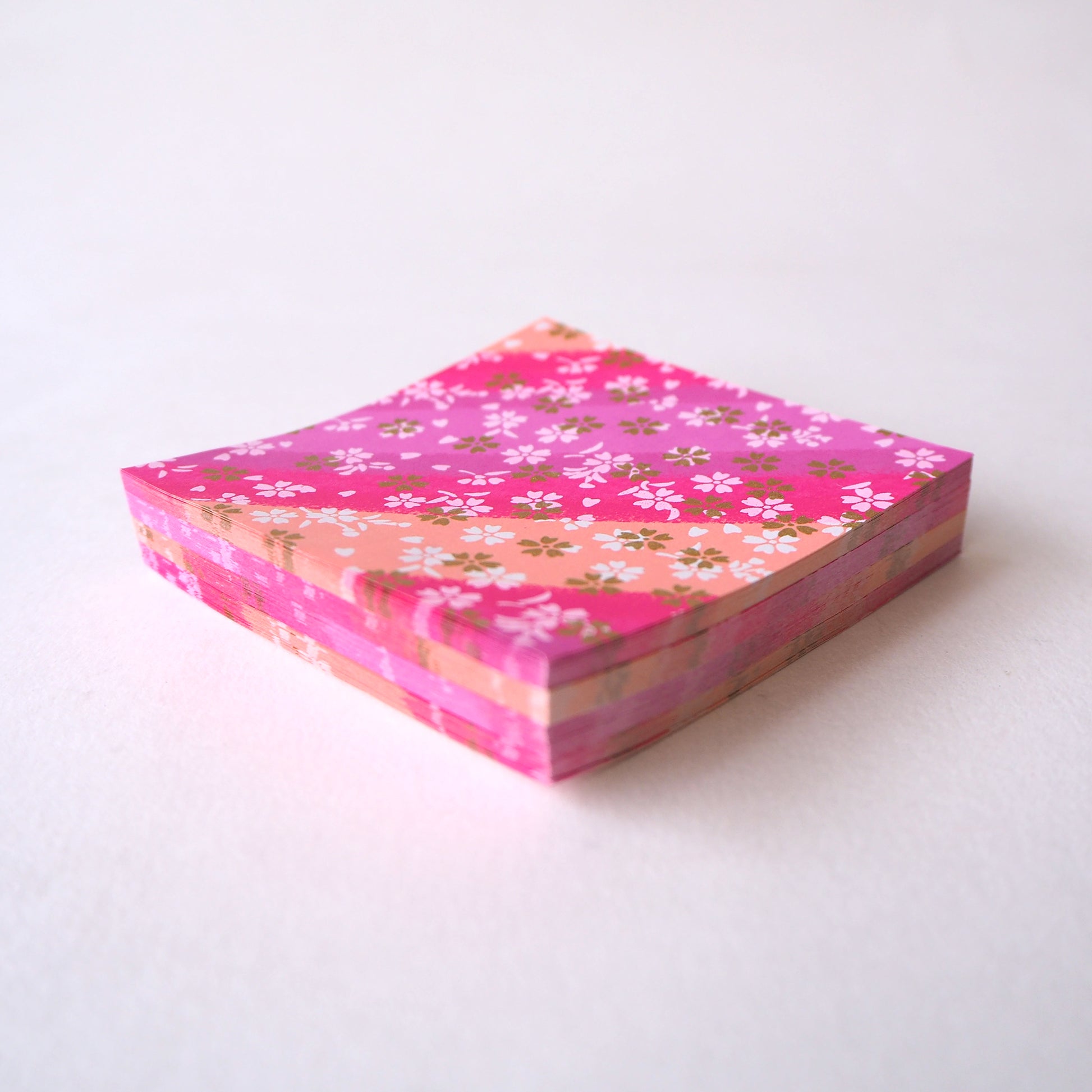 Pack of 100 Sheets 7x7cm Yuzen Washi Origami Paper HZ-447 - Small Cherry Blossom Purple Shades Stripes - washi paper - Lavender Home London