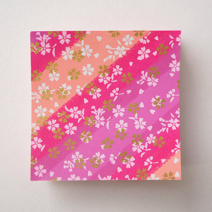 Pack of 100 Sheets 7x7cm Yuzen Washi Origami Paper HZ-447 - Small Cherry Blossom Purple Shades Stripes - washi paper - Lavender Home London