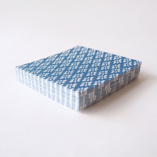 Pack of 100 Sheets 7x7cm Yuzen Washi Origami Paper HZ-472 - Prussian Blue Diamond Flower - washi paper - Lavender Home London