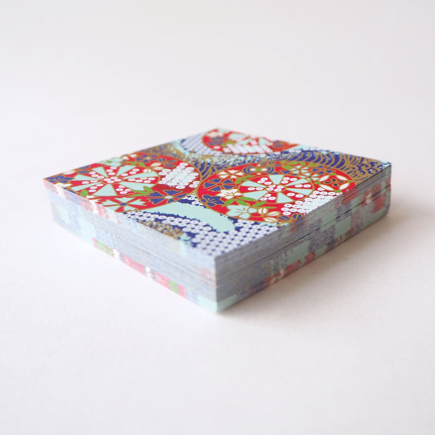 Pack of 100 Sheets 7x7cm Yuzen Washi Origami Paper HZ-479 - Water Wheels Aqua - washi paper - Lavender Home London