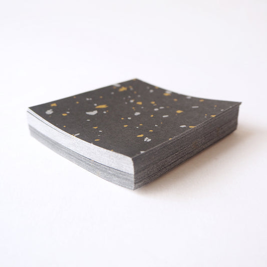 Pack of 100 Sheets 7x7cm Yuzen Washi Origami Paper HZ-487 - Gold Silver Speckles Black - washi paper - Lavender Home London