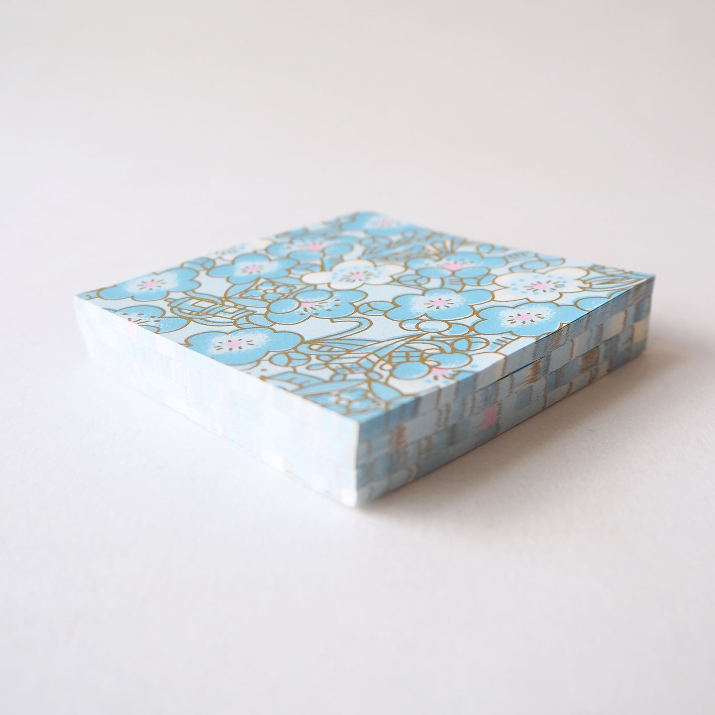 Pack of 100 Sheets 7x7cm Yuzen Washi Origami Paper HZ-500 - Cloudy Plum Flower Aqua Blue - washi paper - Lavender Home London