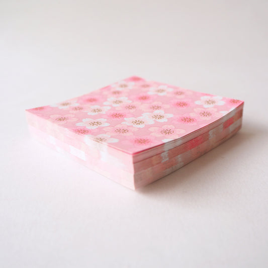 Pack of 100 Sheets 7x7cm Yuzen Washi Origami Paper HZ-504 - Pink Shades Cherry Blossom - washi paper - Lavender Home London