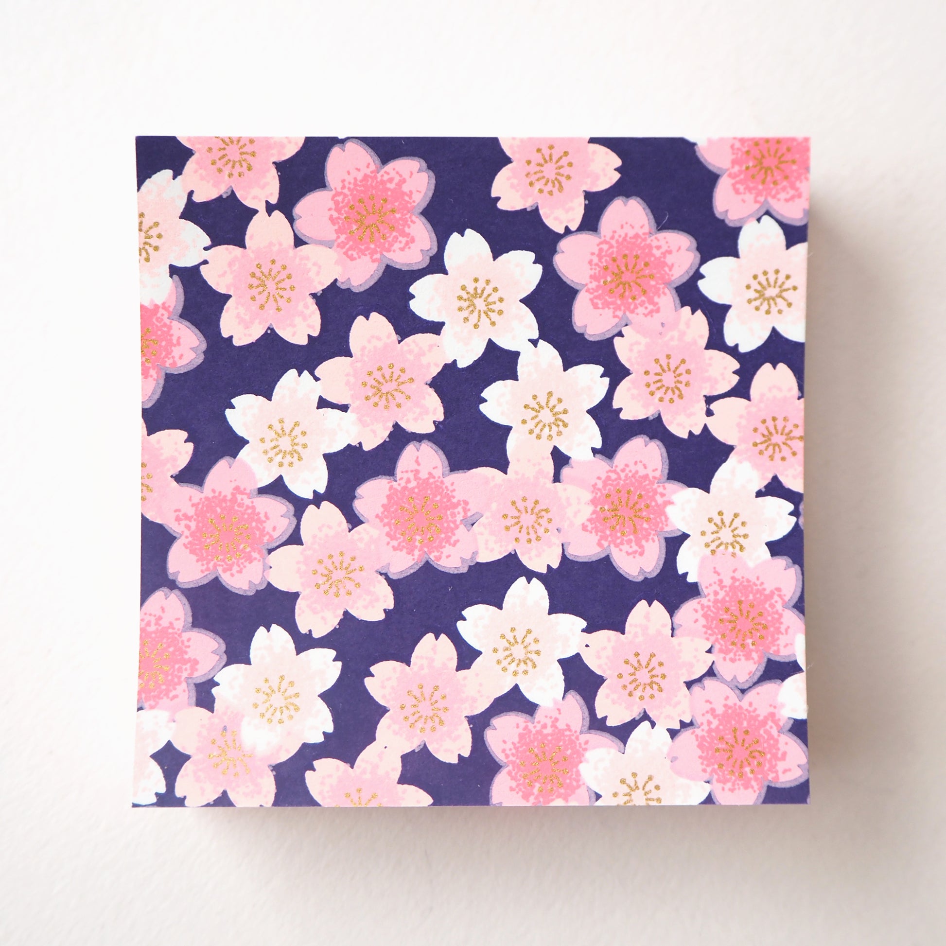 Pack of 100 Sheets 7x7cm Yuzen Washi Origami Paper HZ-505 - Pink Shades Cherry Blossom Navy - washi paper - Lavender Home London