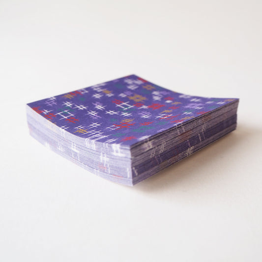 Pack of 100 Sheets 7x7cm Yuzen Washi Origami Paper HZ-507 - Igetakasuri Blue - washi paper - Lavender Home London