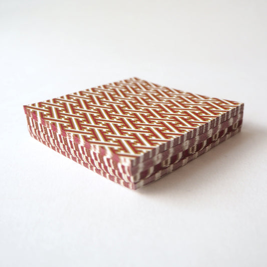 Pack of 100 Sheets 7x7cm Yuzen Washi Origami Paper HZ-510 - Brown & White Sayagata - washi paper - Lavender Home London