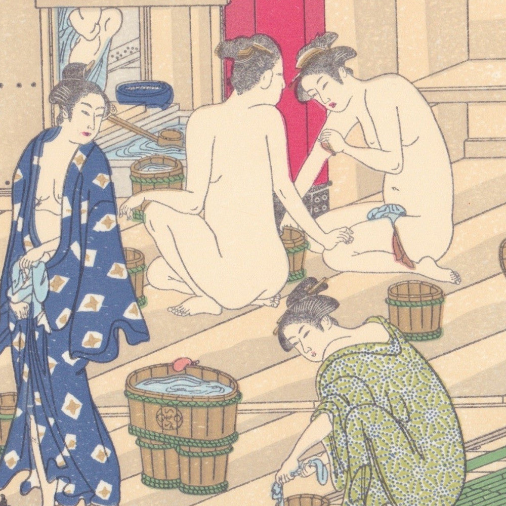Japanese Woodblock Print 17 - Women in Public Bath by Kiyonaga Torii - Print - Lavender Home London