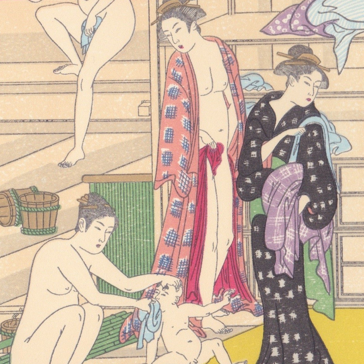 Japanese Woodblock Print 17 - Women in Public Bath by Kiyonaga Torii - Print - Lavender Home London