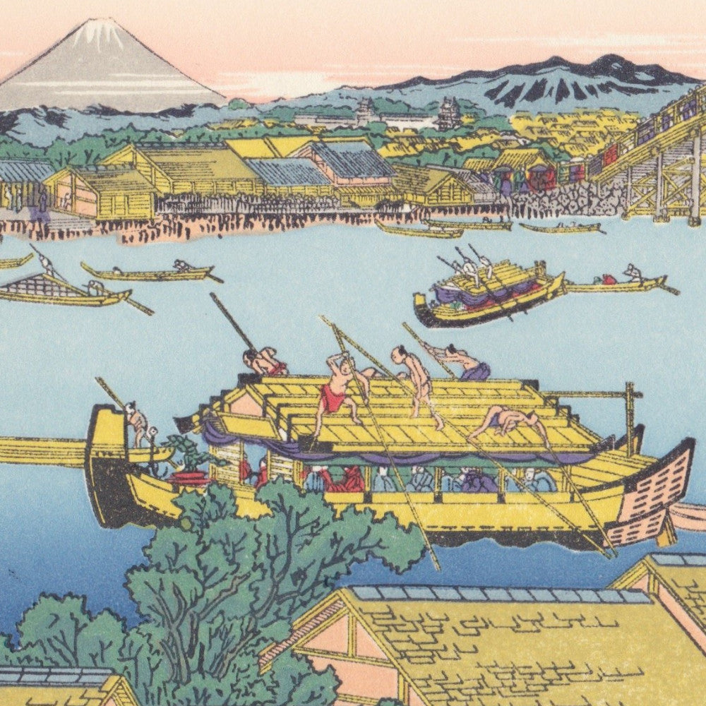 Japanese Woodblock Print 18 - Ryogokubashi in Summer by Hokusai Katsushika - Print - Lavender Home London