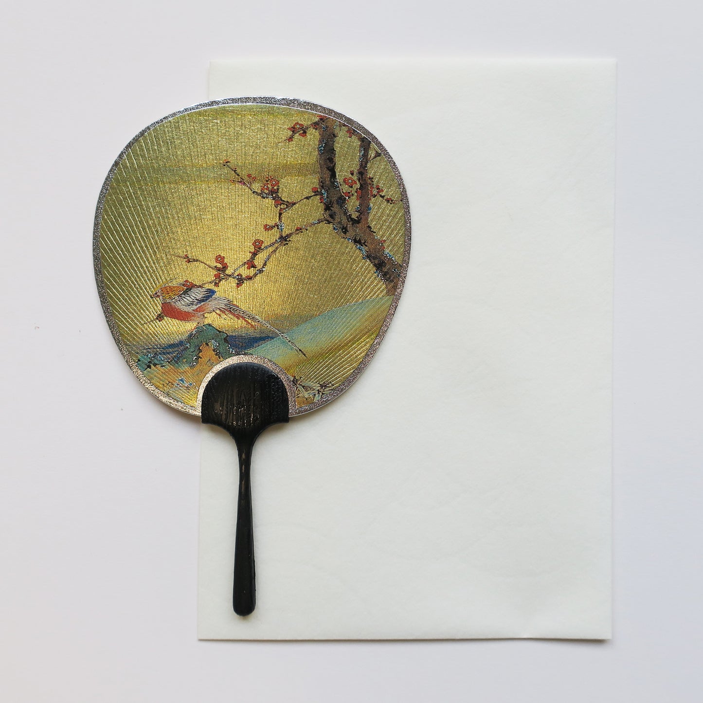 Tarjeta de felicitación pequeña para abanico Uchiwa - Pájaro 