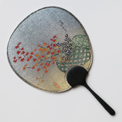 Small Uchiwa Fan Greeting Card - Flower basket