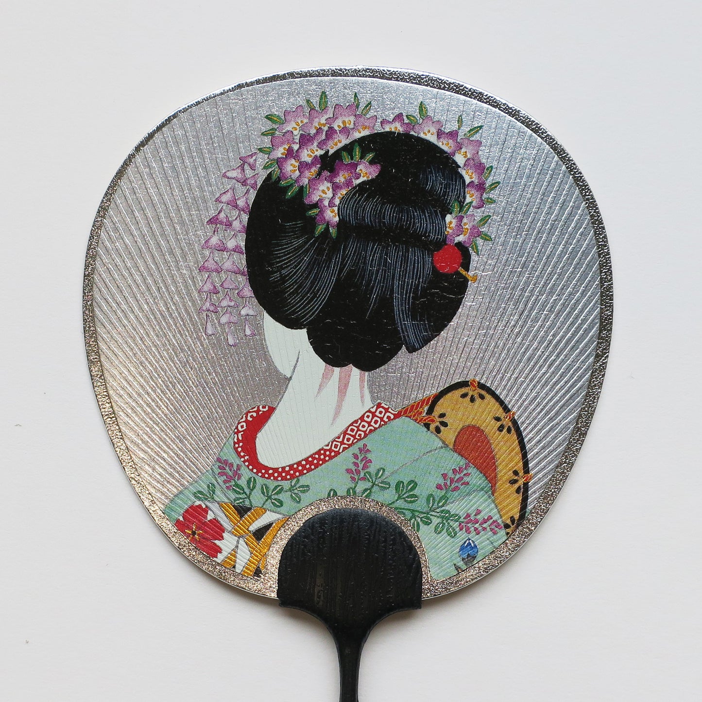 Tarjeta de felicitación pequeña para abanico Uchiwa - Vestido floral 