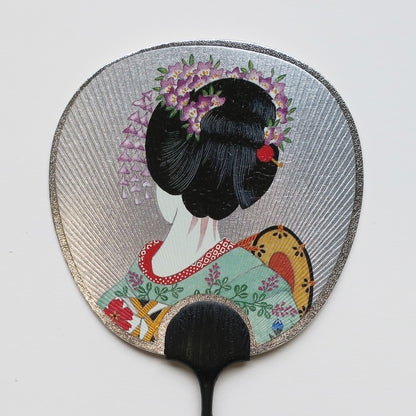 Tarjeta de felicitación pequeña para abanico Uchiwa - Vestido floral 