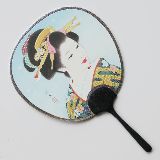 Small Uchiwa Fan Greeting Card - Wondering