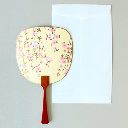 Uchiwa-fan Greeting Card - Hanging Pink and White Sukura Flowers - Cards - Lavender Home London