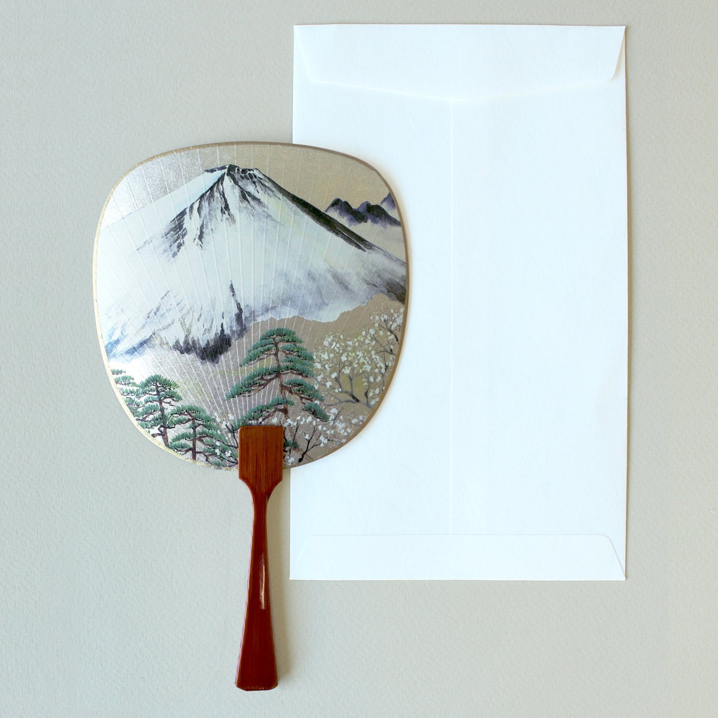 Uchiwa-fan Greeting Card - Mount Fuji and the Pine Trees - Cards - Lavender Home London