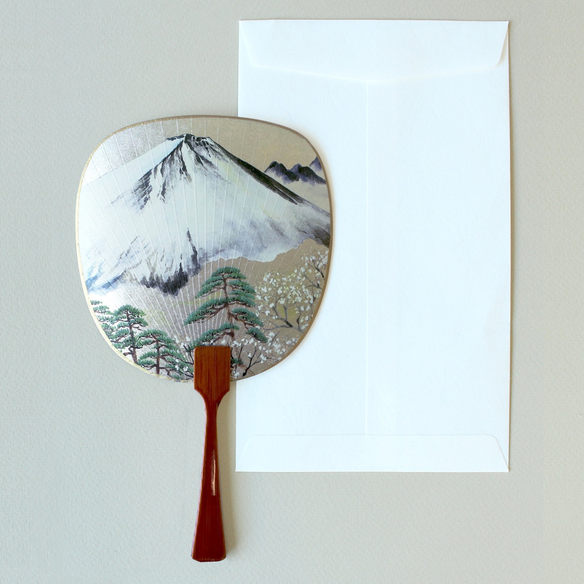 Uchiwa-fan Greeting Card - Mount Fuji and the Pine Trees - Cards - Lavender Home London