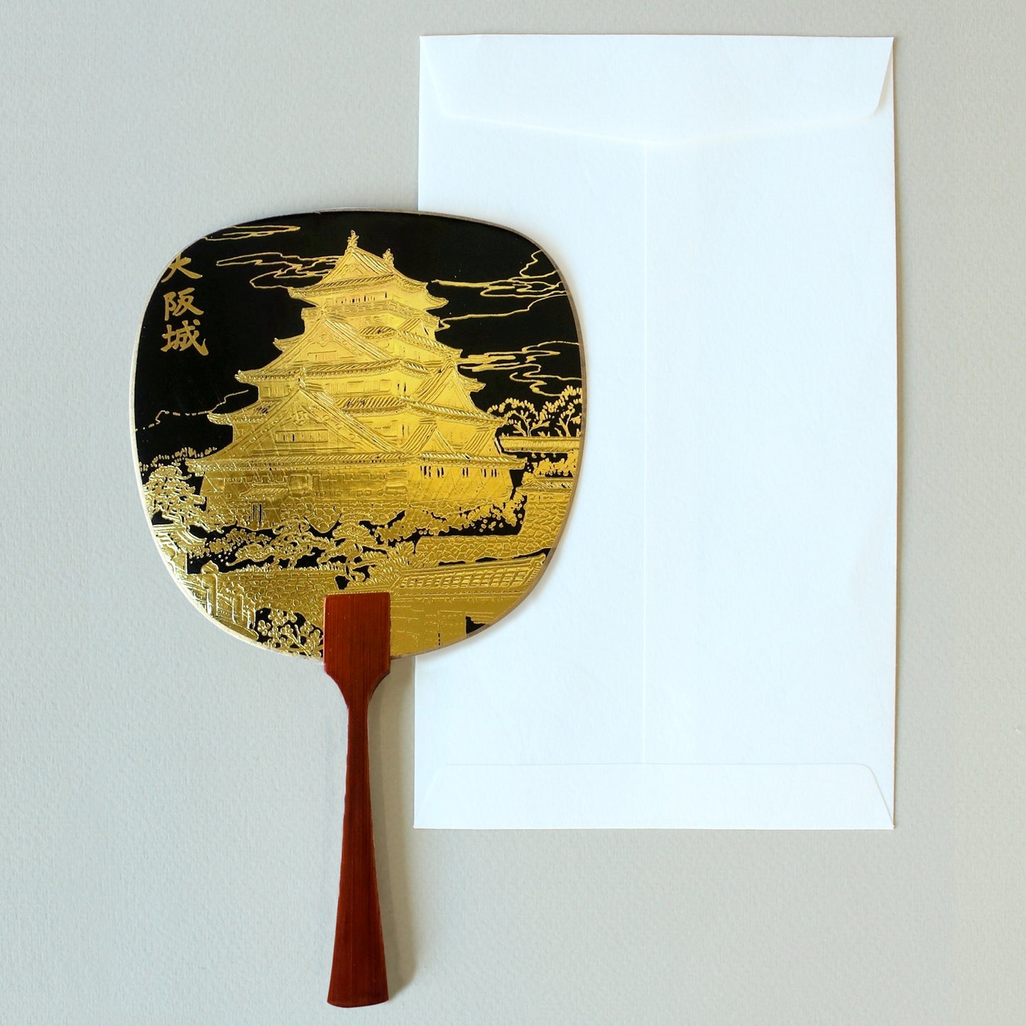 Uchiwa-fan Greeting Card - Osaka Castle - Cards - Lavender Home London