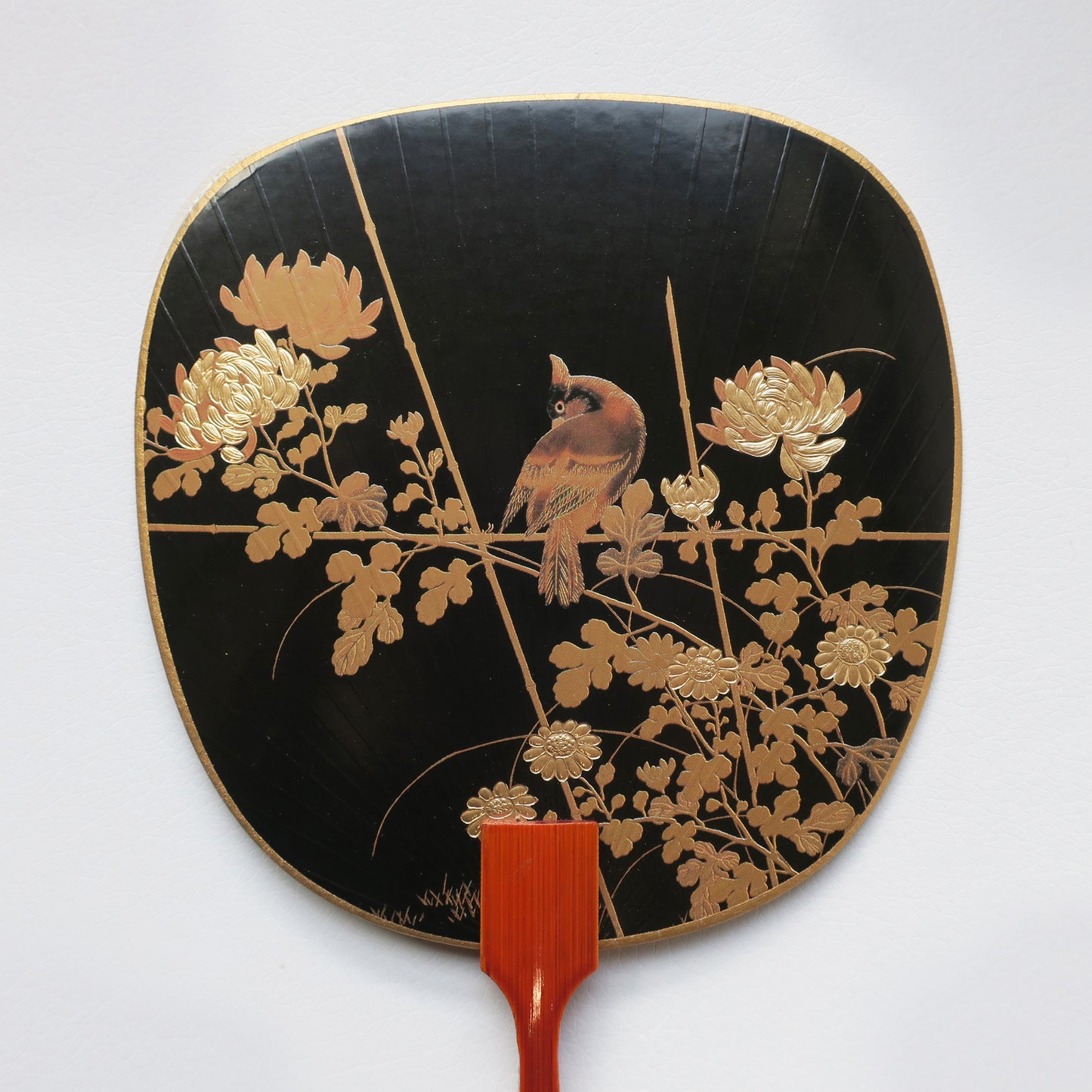 Carte de vœux pour fan d'Uchiwa - Oiseau et fleur 