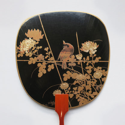 Carte de vœux pour fan d'Uchiwa - Oiseau et fleur 