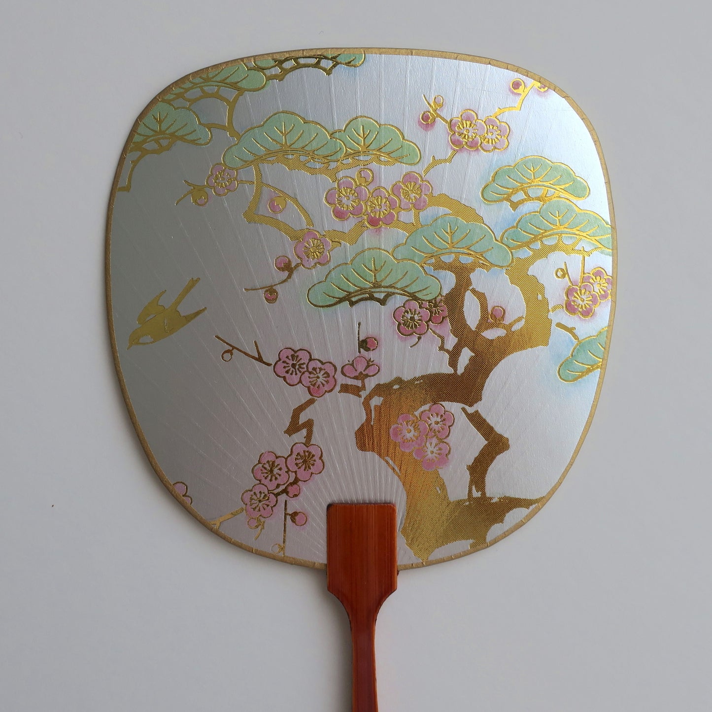 Uchiwa-fan Greeting Card - Pine Tree with Plum Flowers - Cards - Lavender Home London