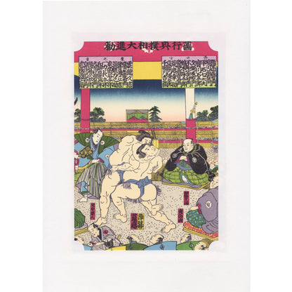 Japanese Woodblock Print 13 - Sumo, Japanese Wresting by Toyokuni Utagawa - Print - Lavender Home London