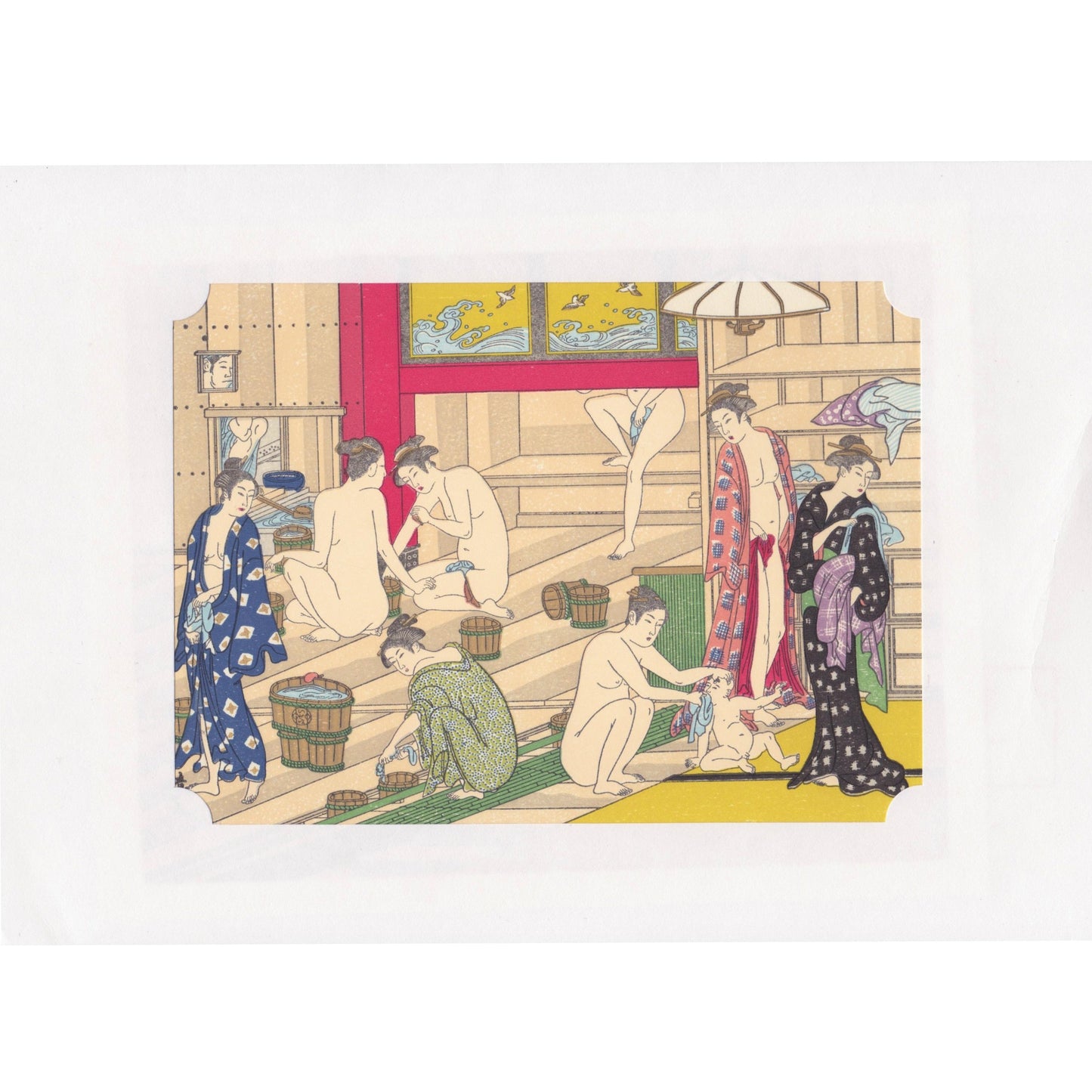 Japanese Woodblock Print 17 - Women in Public Bath by Kiyonaga Torii - Print - Lavender Home London