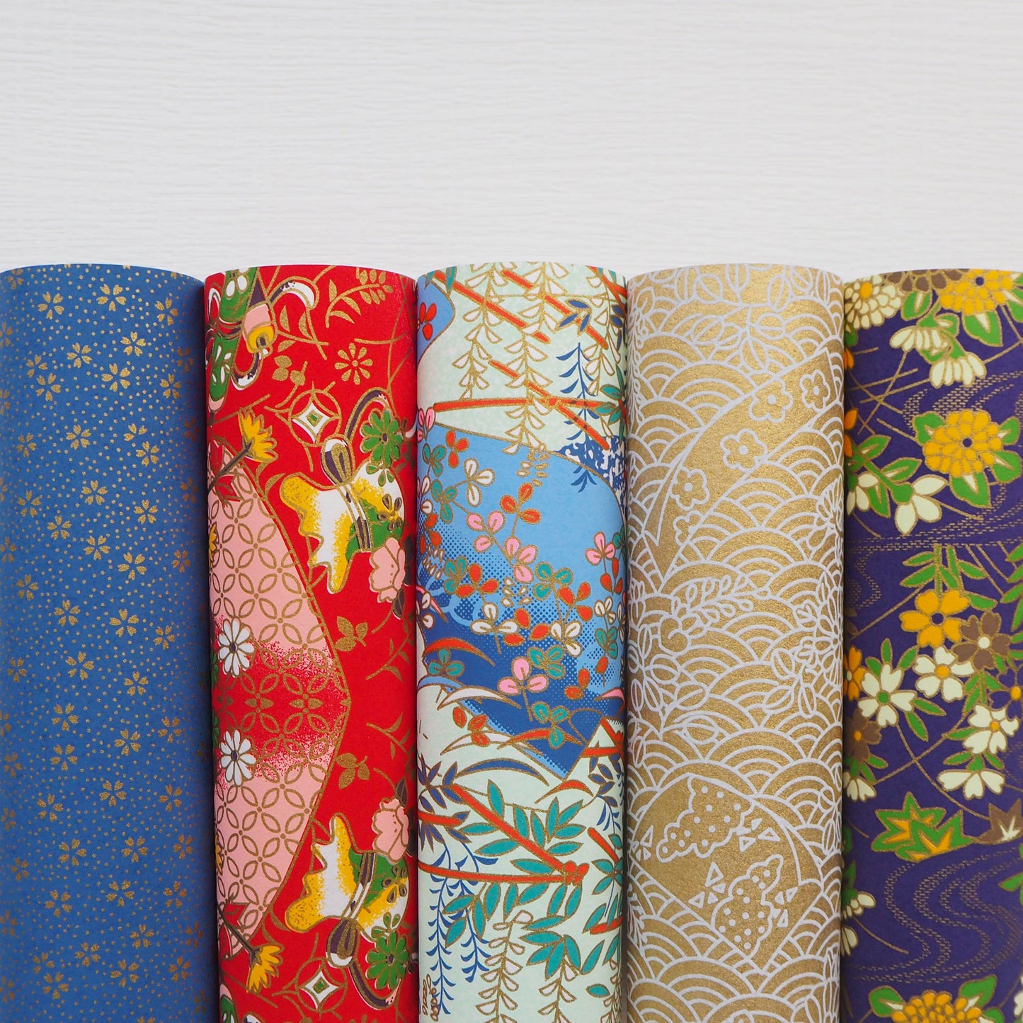 Pack of 5 Love Japanese Yuzen Washi Wrapping Paper - washi paper - Lavender Home London