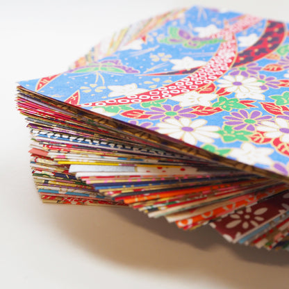 100 Sheets 9x9cm Mixed Colours Japanese Yuzen Washi Origami Paper - washi paper - Lavender Home London