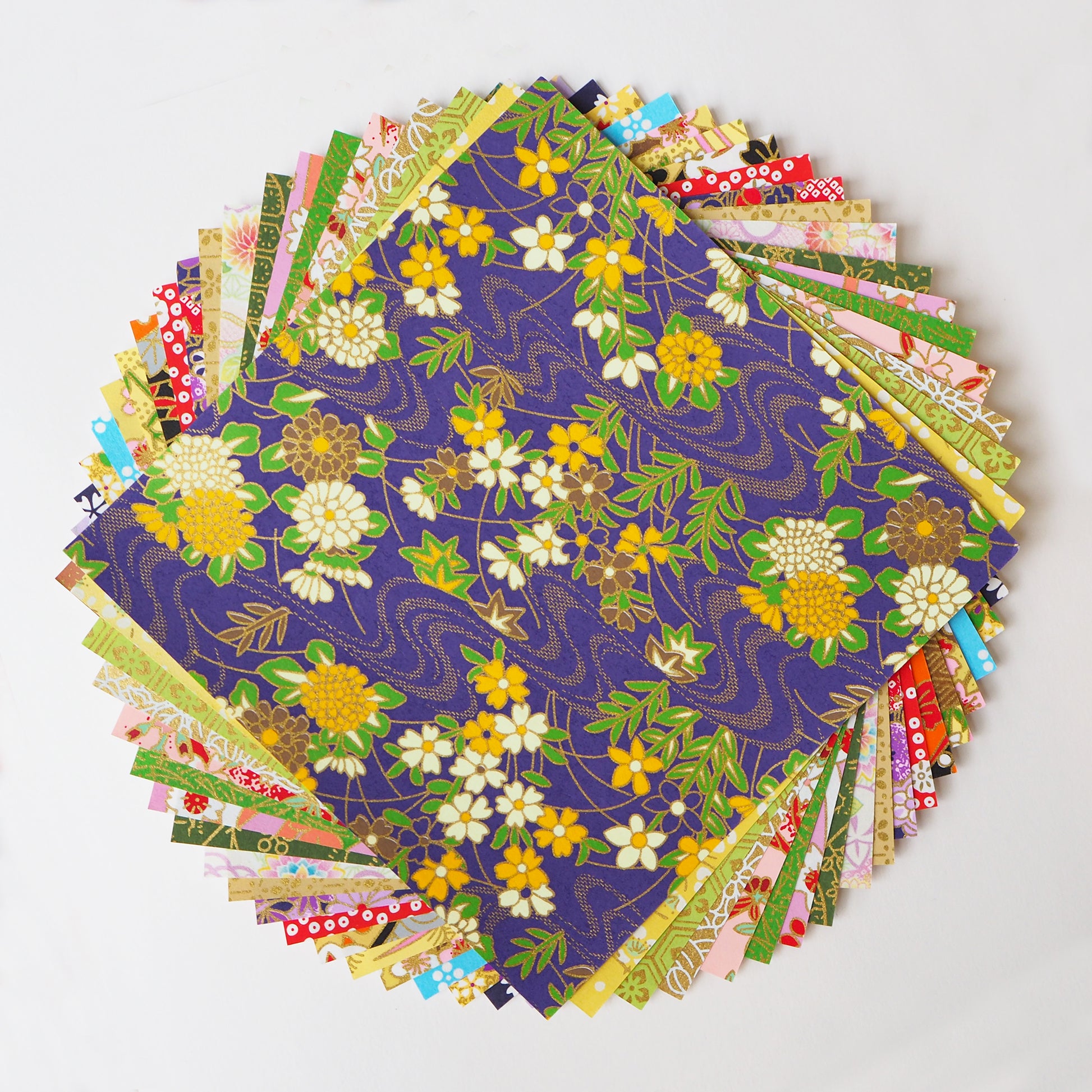 Pack of 20 Sheets 14x14cm Yuzen Washi Origami Paper - Mixed Patterns - washi paper - Lavender Home London