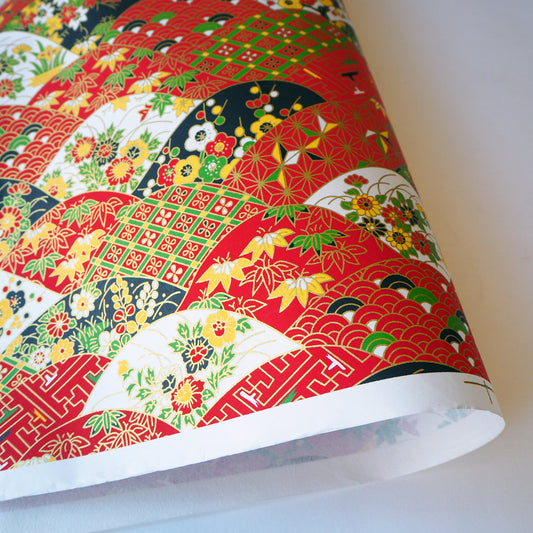Yuzen Washi Wrapping Paper HZ-030 - Sea Waves & Mixed Patterns - washi paper - Lavender Home London