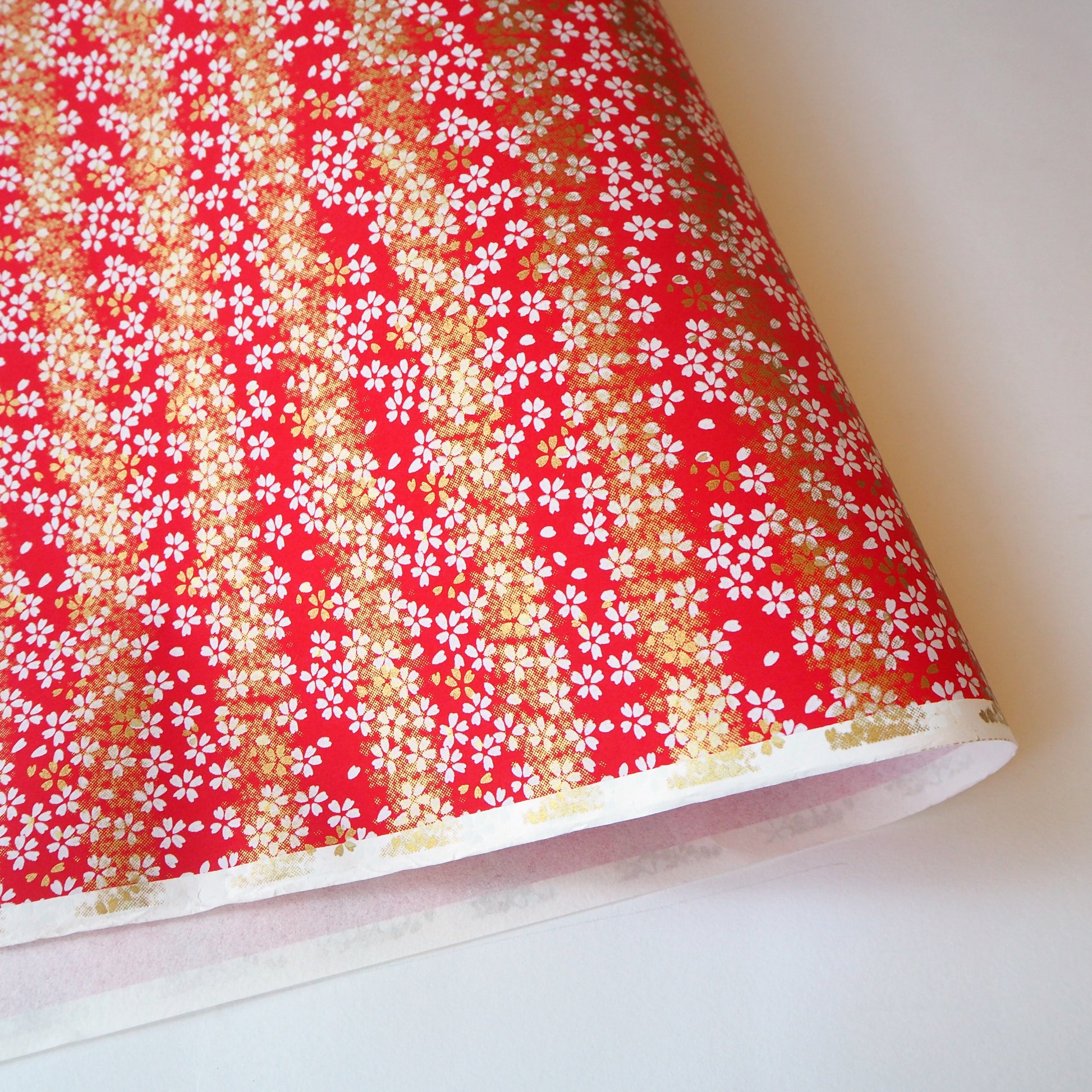Yuzen Washi Wrapping Paper HZ-063 - Cherry Blossom Red - washi paper - Lavender Home London