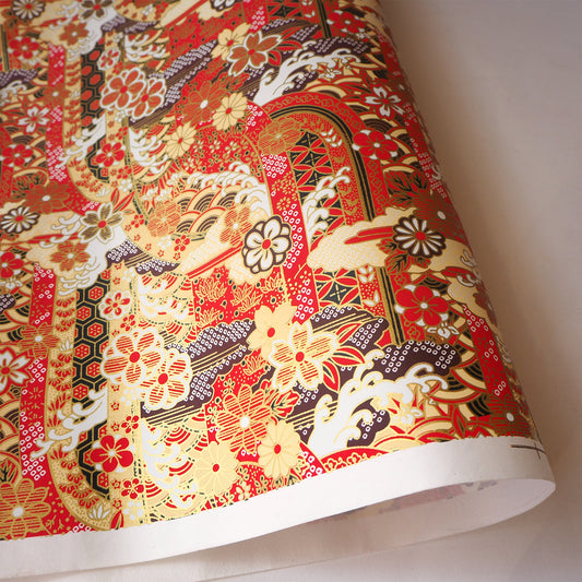 Yuzen Washi Wrapping Paper HZ-119 - Gorgeous Red - washi paper - Lavender Home London