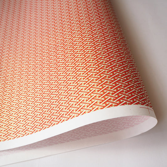 Yuzen Washi Wrapping Paper HZ-175 - Red & White Sayagata - washi paper - Lavender Home London