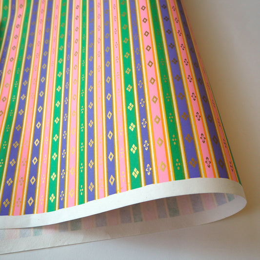 Yuzen Washi Wrapping Paper HZ-204 - Stripes of Hinamatsuri (Pastel) - washi paper - Lavender Home London