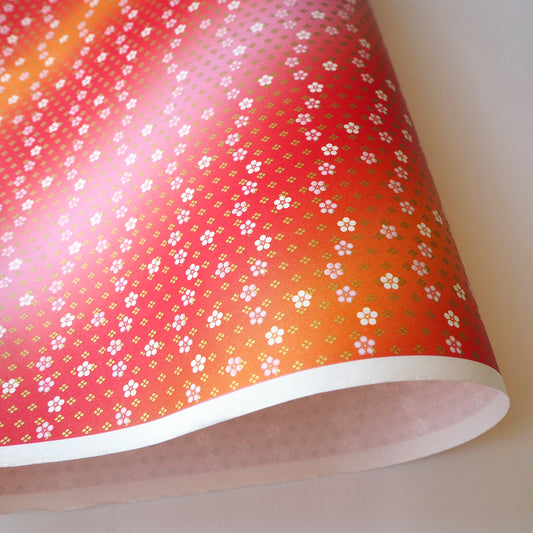 Yuzen Washi Wrapping Paper HZ-221 - Small Plum Flowers Red Gradation - washi paper - Lavender Home London