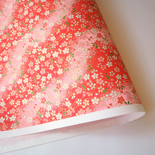 Yuzen Washi Wrapping Paper HZ-230 - Small Cherry Blossom Pink Gradation - washi paper - Lavender Home London