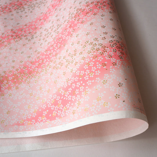 Yuzen Washi Wrapping Paper HZ-240 - Small Cherry Blossom Pink Gradation