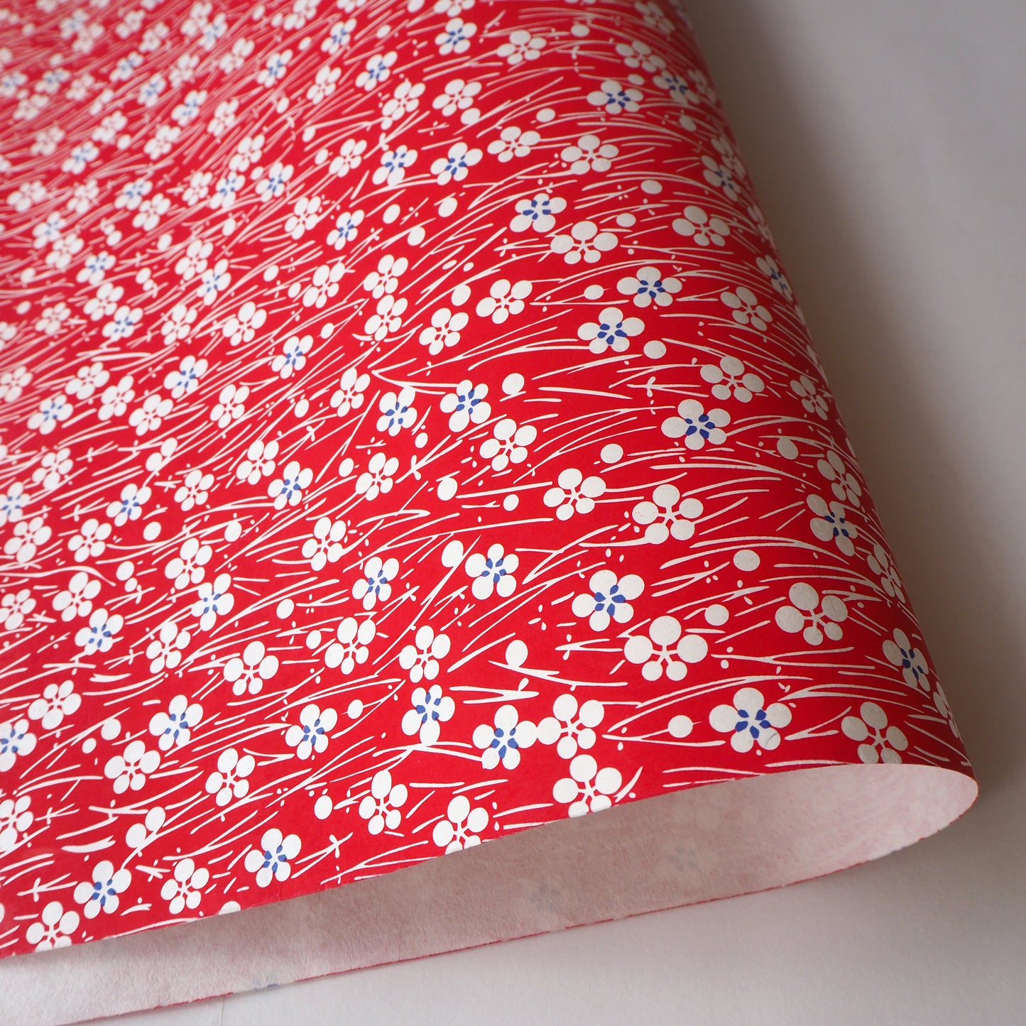 Yuzen Washi Wrapping Paper HZ-270 - Pop Plum Flowers Red - washi paper - Lavender Home London