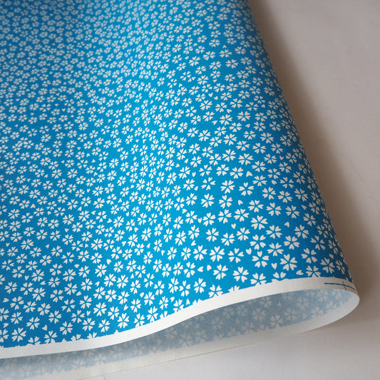 Yuzen Washi Wrapping Paper HZ-362 - Cherry Blossom Cerulean Blue - washi paper - Lavender Home London