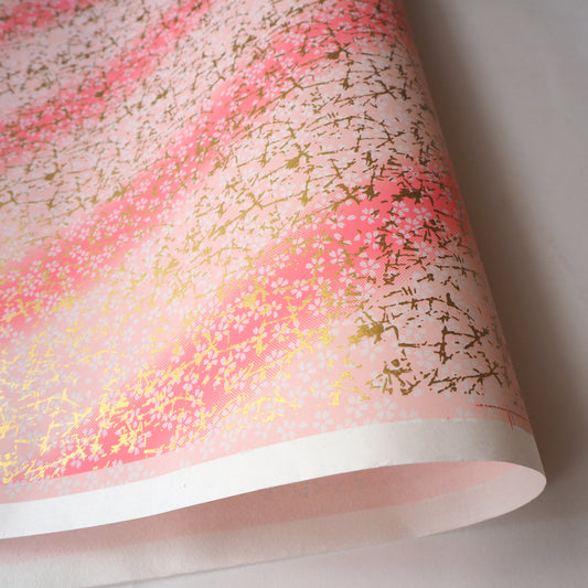 Yuzen Washi Wrapping Paper HZ-380 - Small Cherry Blossom Pink Gradation - washi paper - Lavender Home London