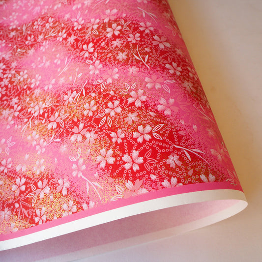 Yuzen Washi Wrapping Paper HZ-475 - Cherry Blossom & Deer's Spots - washi paper - Lavender Home London