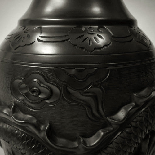 Traditional Chinese Handcrafted Black Clay - Large Dragon Vase - Homeware - Lavender Home London