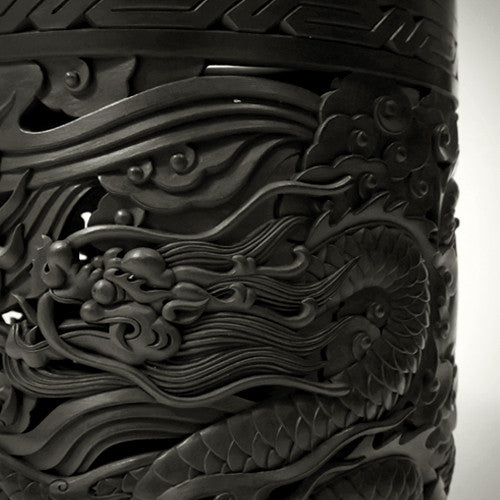 Traditional Chinese Handcrafted Black Clay - Scroll Painting Dragons Bucket - Homeware - Lavender Home London