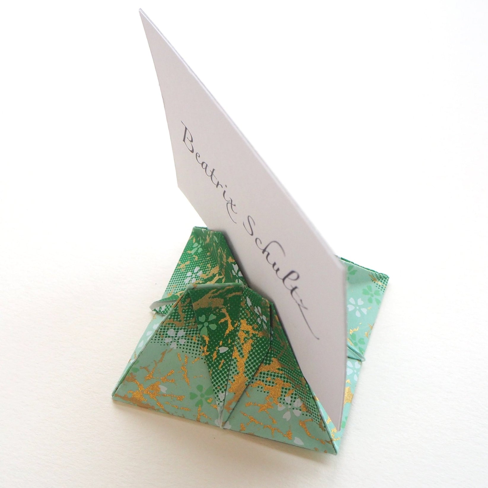 Bespoke Simple Geometric Heart / Mountain Origami Place Card Holder